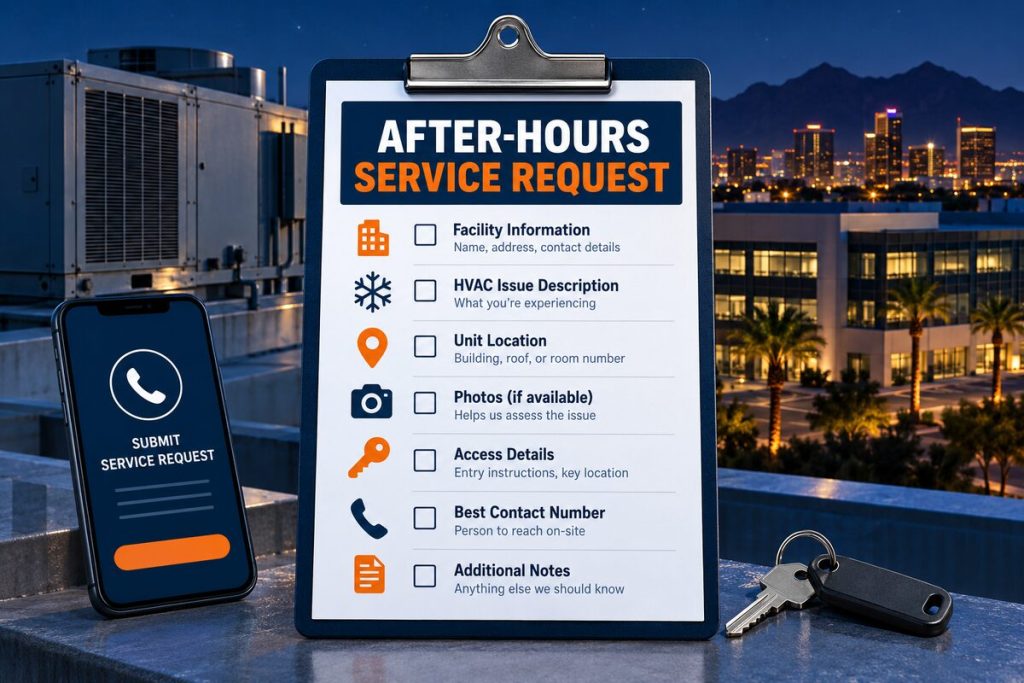 After-hours HVAC service request checklist for Phoenix facilities