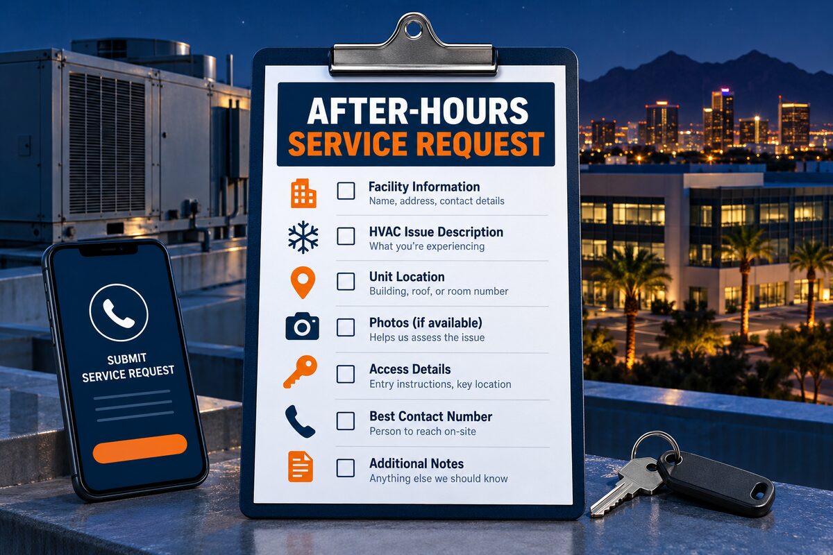 After-hours HVAC service request checklist for Phoenix facilities