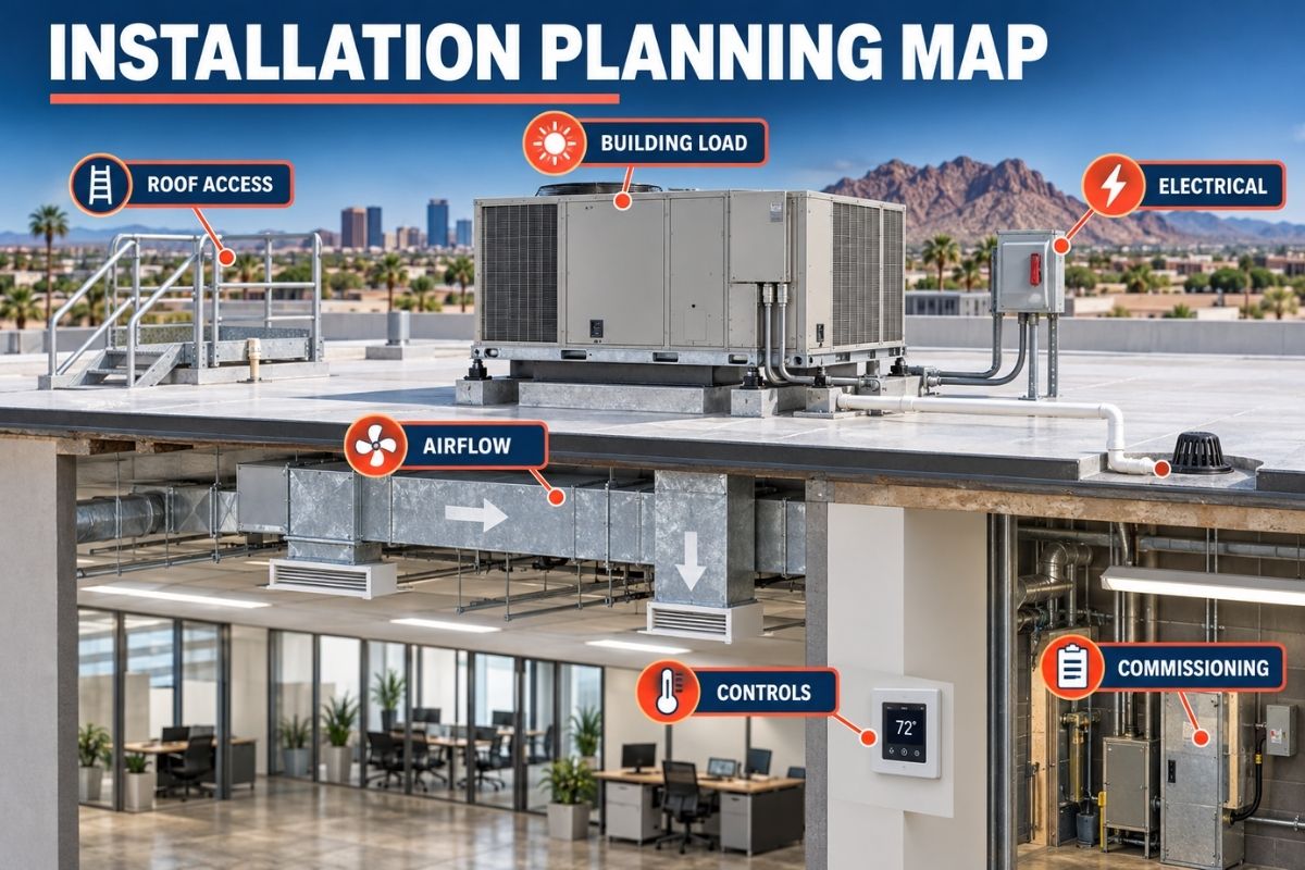 Commercial AC Unit Installation Planning Commercial AC unit installation planning map for Phoenix properties