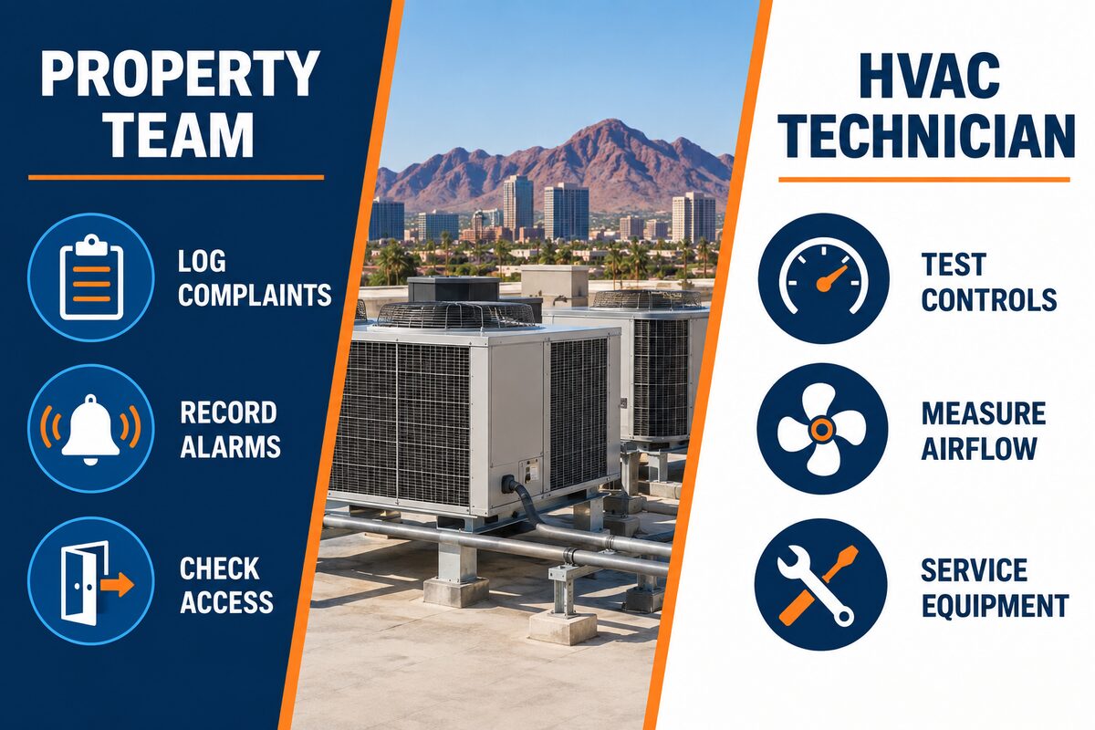 Facility manager and HVAC technician responsibility checklist for rooftop systems