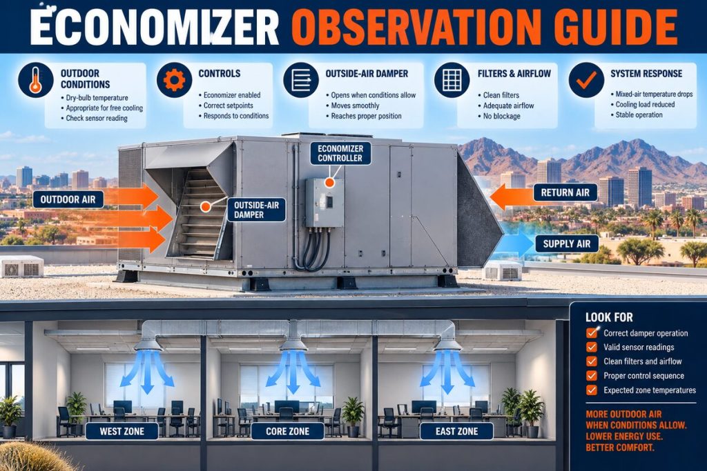 Rooftop unit economizer problems observation guide