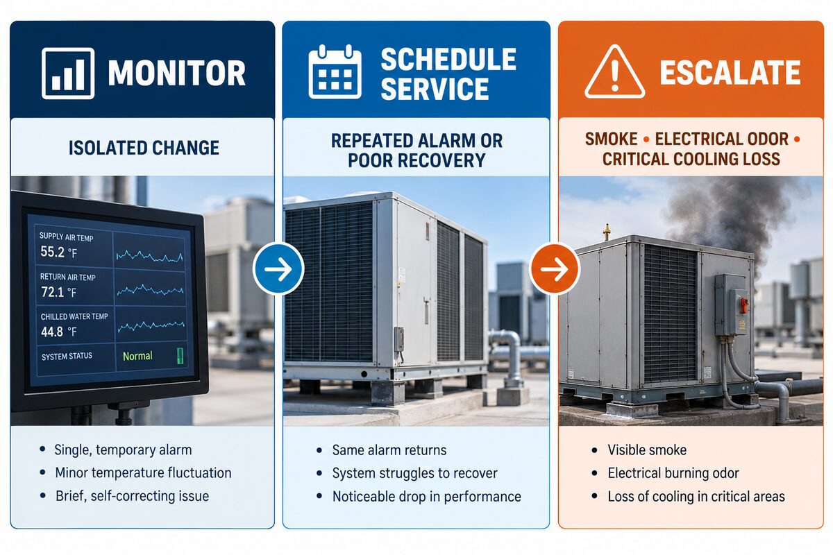 Monitor schedule service or escalate commercial HVAC decision chart Monitor schedule service or escalate commercial HVAC decision chart